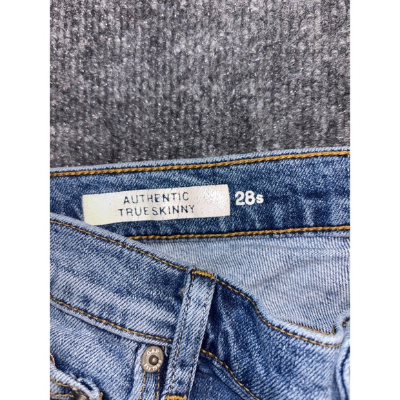 Gap Jeans Womens 28S Blue Denim Faded Distressed Mid Rise True Skinny Outdoor - Picture 6 of 14
